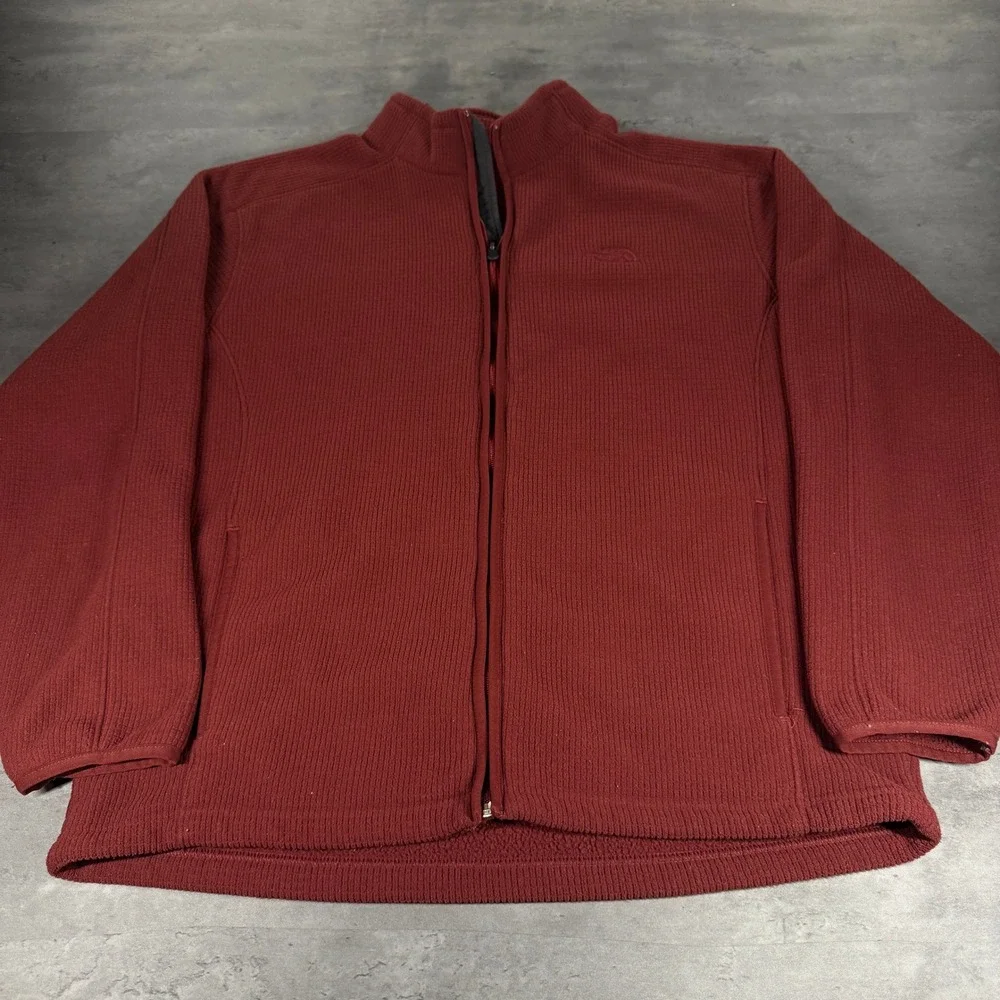 North Face Jacket Mens Large Burgundy Maroon Full Zip‎ Apex Bionic Grid Fleece